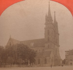 Switzerland Alps Basel cathedral Old Stereo Photo Jullien 1880