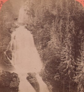 Switzerland Alps Giessbach falls Old Stereo Photo Block 1880