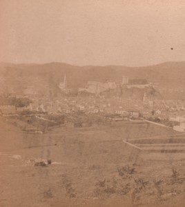 France Lourdes panorama Old Stereo Photo 1880