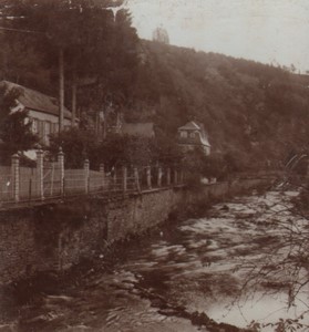 France Pyrenees river near Lourdes ? Old Stereo Photo 1890