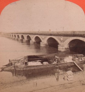 France Bordeaux Bridge panorama Old Stereo Photo 1880