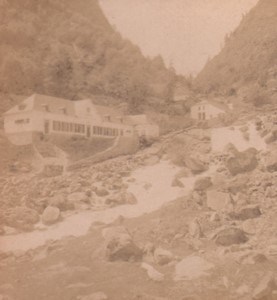 France Pyrenees Cauterets Petit St Sauveur baths Old Stereo Photo Viron 1880
