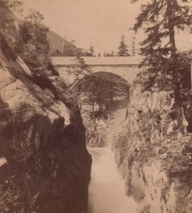 France Pyrenees Cauterets Spain Bridge Pont d'Espagne Old Stereo Photo 1880