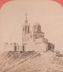 France Marseille Notre Dame de la Garde Old Stereo Photo Neurdein 1880