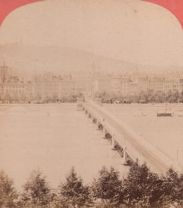 France Lyon Lafayette bridge Old Stereo Photo 1880