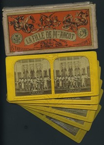 France Theatre La Fille de Madame Angot Old Marinier Tissue Stereoview box 1867