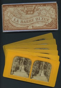 France Theatre La Barbe Bleue Bluebeard Old Marinier Tissue Stereoview box 1866