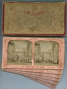 France Opera Mignon by Ambroise Thomas Old Block Tissue Stereoview box 1866