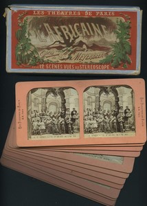 France  Opera L'Africaine by Meyerbeer Old Block Tissue Stereoview box 1867