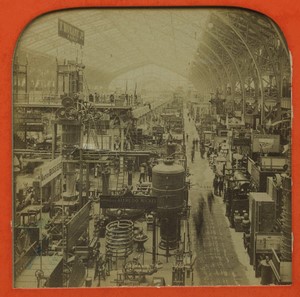 Paris World Fair Gallery of Machines Old L.L. Photo Stereoview Tissue 1889 #1