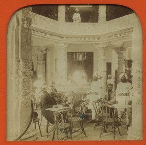 Paris World Fair Indian Palace interior Old L.L. Photo Stereoview Tissue 1889