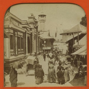 Paris World Fair Esplanade des Invalides Old L.L. Photo Stereoview Tissue 1889