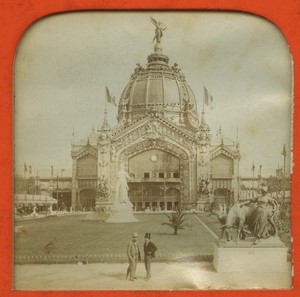 Paris World Fair Central Dome Old L.L. Photo Stereoview Tissue 1889