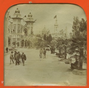 Paris World Fair near Brazil & Bolivia Pavilions Old L.L. Stereoview Tissue 1889