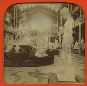 Paris World Fair Fine Arts Gallery Old L.L. Photo Stereoview Tissue 1889 #1
