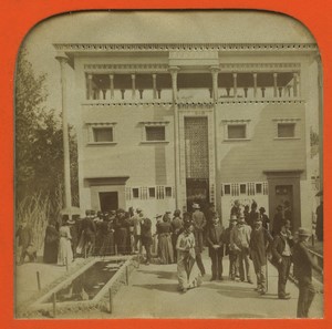 Paris World Fair Egyptian House Old L.L. Photo Stereoview Tissue 1889