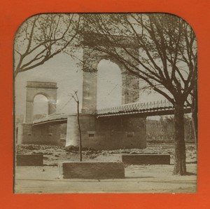 France Tarascon? Beaucaire Bridge Old Block Photo Stereoview Tissue 1865