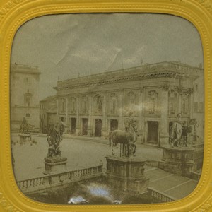 Italie Rome Place du Capitole Ancienne Stereo Photo Polyramique E.L. 1865