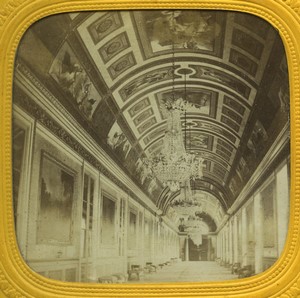 France Fontainebleau castle Galerie de Diane Old E.L. Stereoview Tissue 1865