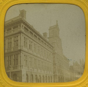Belgium Antwerp city hall Old E.L. Photo Stereoview Tissue 1865