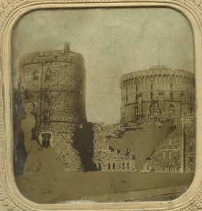 United Kingdom Windsor castle Round Towers Old Photo Stereoview Tissue 1865