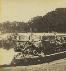 France Versailles Chateau Bassin de Neptune Old Photo Stereo 1865