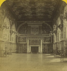 France Fontainebleau Chateau Hall Henri II Old Photo Stereo Gaudin 1865