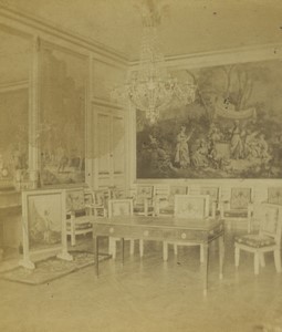 France Fontainebleau Chateau Officers Room Old Photo Stereo 1865