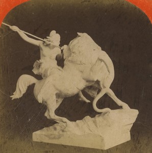 Germany Museum Sculpture Amazon by Kiss Old Photo Stereo Stiehm 1870