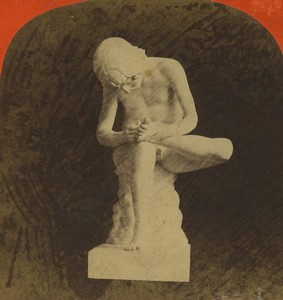 Germany Berlin Museum Sculpture Boy with Thorn Old Photo Stereo Stiehm 1870