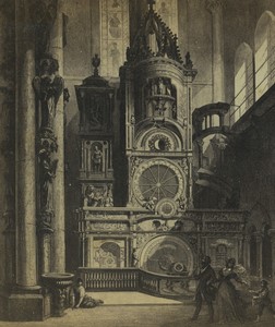 France Strasbourg Monumental Clock Old Fietta Stereo Photo of gravure 1870