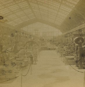 Paris World Fair Gallery of Machines Old Photo Stereo 1889