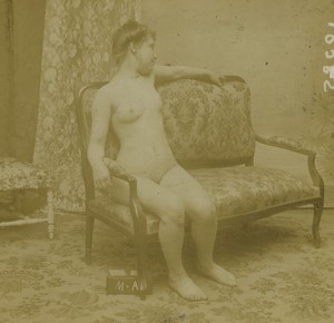 Paris Woman study Old Erotic Photo Stereo 1890 #1