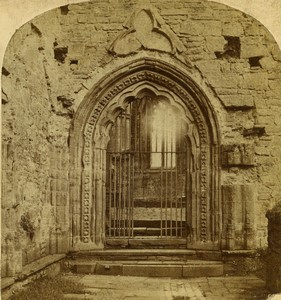 United Kingdom Tintern Abbey doorway Old Stereoview photo 1870