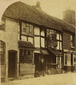 United Kingdom Lady by House Cottage Old Stereoview photo 1860