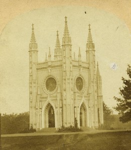 Russia Peterhof Gothic Chapel Alexandria Park Old Stereo photo Radiguet 1860
