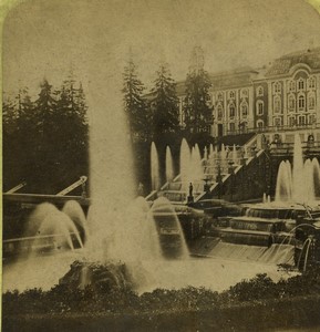 Russia St. Petersburg Olga Island Fountains Old Stereo photo Leon & Levy 1870