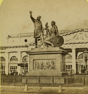 Russia Moscow Monument to Minin and Pozharsky Old Stereo photo Leon & Levy 1870