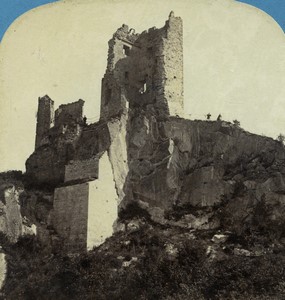 Germany Königswinter ruins of Drachenfels castle Old Stereo photo Braun 1865