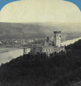 Germany Rhine Banks Stolzenfels castle Old Stereo photo Braun 1865