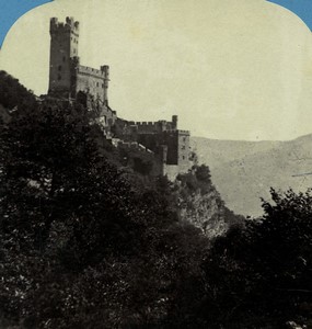 Germany Rhine Banks Sonneck castle Old Stereo photo Braun 1865