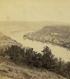 Germany Rhine Banks Boppard taken from Altenberg Old Stereo photo Braun 1865