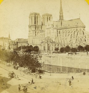 France Paris Second Empire Notre Dame Cathedral Old Stereo Jouvin 1865