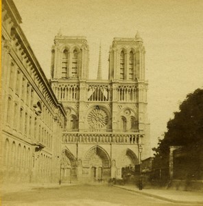 France Paris Second Empire Notre Dame Cathedral Old Stereo photo 1865 #1