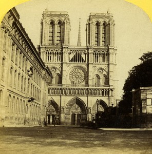 France Paris Second Empire Notre Dame Cathedral Old Stereo photo 1865 #2