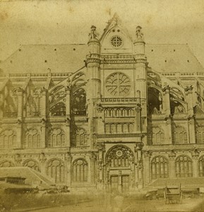 France Paris Second Empire St Eustache church Old Stereo photo 1865