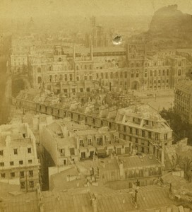France Paris Hotel de Ville War Ruins Reconstruction Old Stereo photo 1872