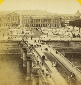 France Paris Second Empire Place de la Concorde Old Stereo photo Jouvin 1865