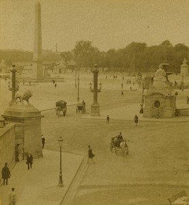 France Paris Second Empire Place de la Concorde ancienne Photo Stereo 1865 #1