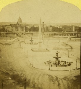 France Paris Second Empire Place de la Concorde Old Stereo photo 1860